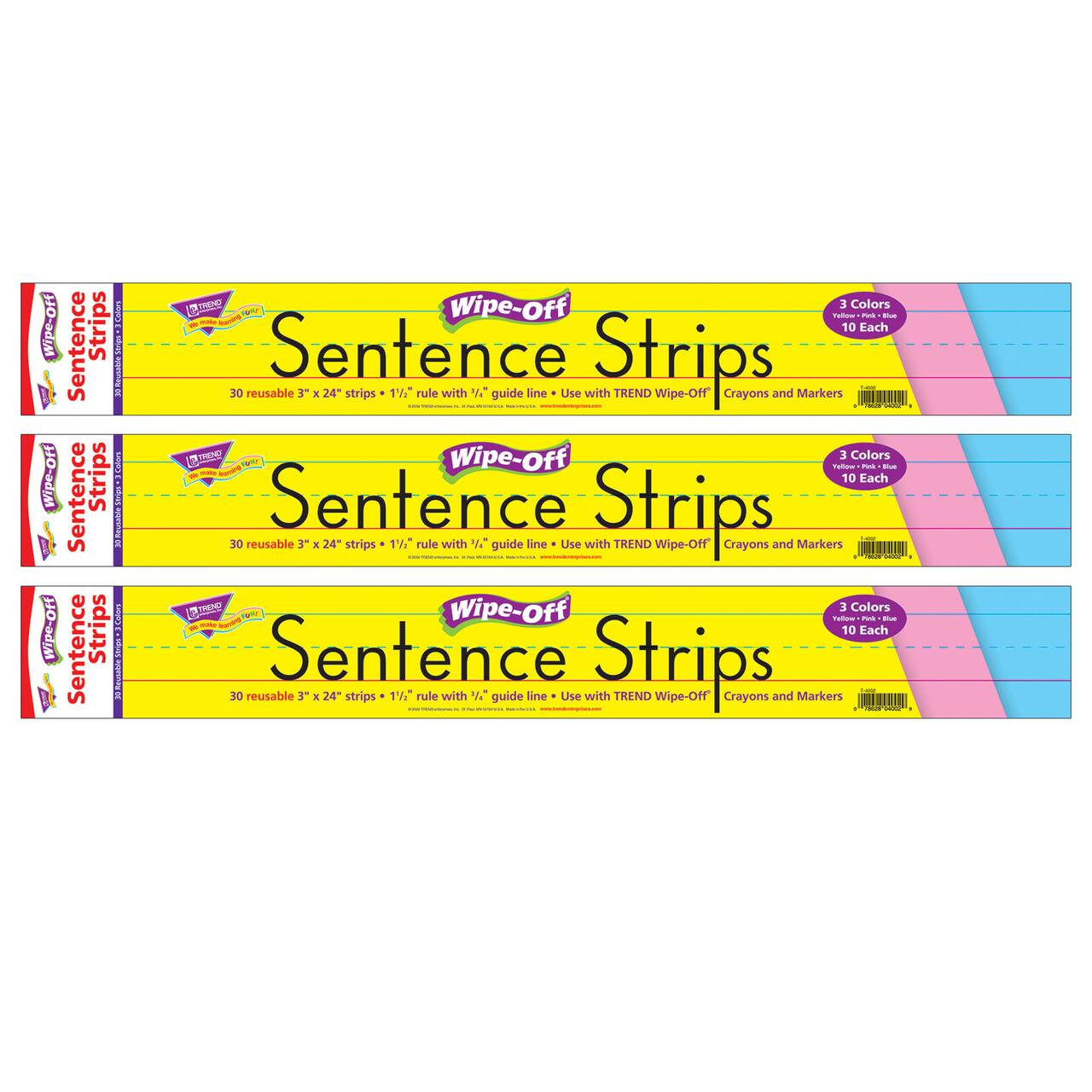 Trend Enterprises&#xAE; Wipe-Off&#xAE; Multicolor Sentence Strips, 180ft.